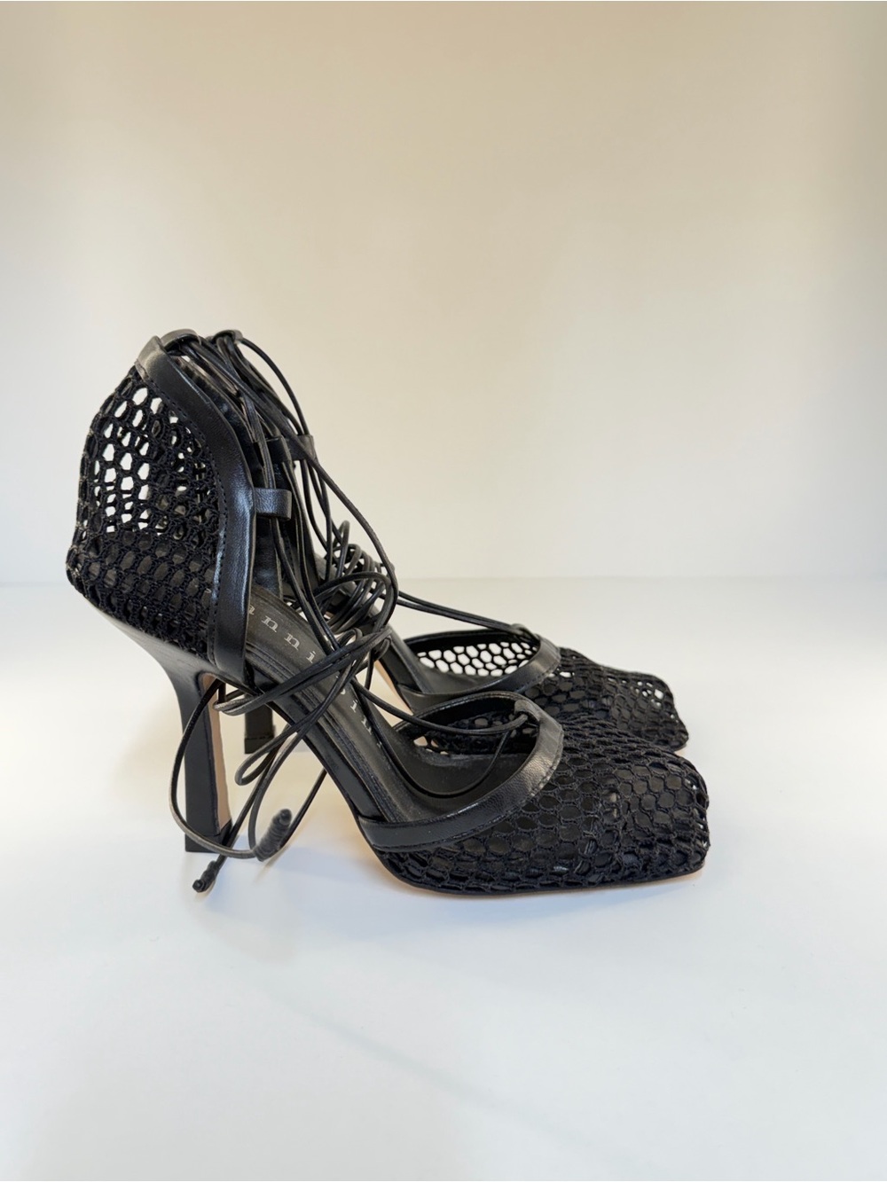 Gianni Bini Red Lace-Up Mesh Heels